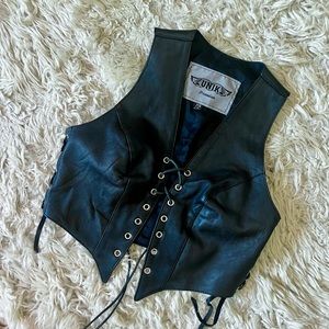 SOLD Vintage Lace Up leather Vest